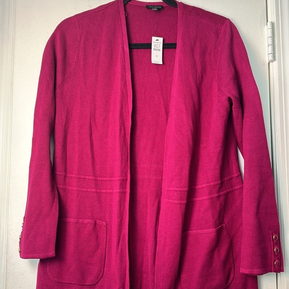 NWT Magenta Berry Pink Cotton Modal Open Front Long Sweater Duster Size Small - Picture 4 of 7